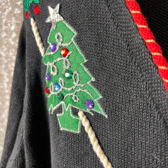 Ugly Christmas Sweater Black Cardigan Sweater‎ - Picture 4 of 6